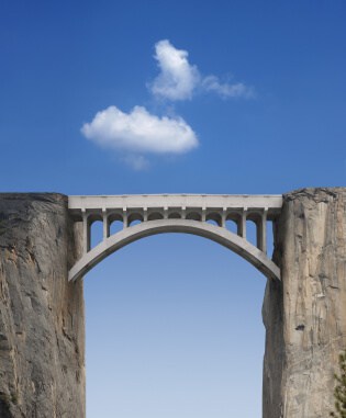 Stone bridge connecting two cliffs