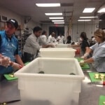 Tait at Houston Food Bank - Hard at work preparing meals