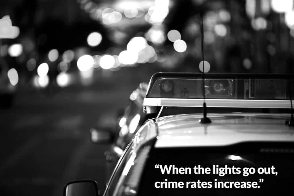 Increase in crime rates in power outages