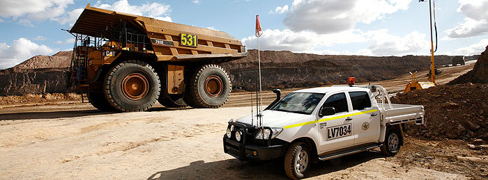 Mining truck, car